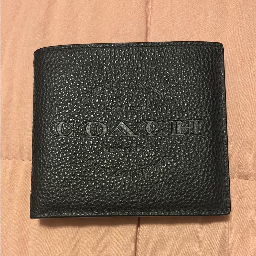 NWT Coach Black Wallet with Pebbled Leather